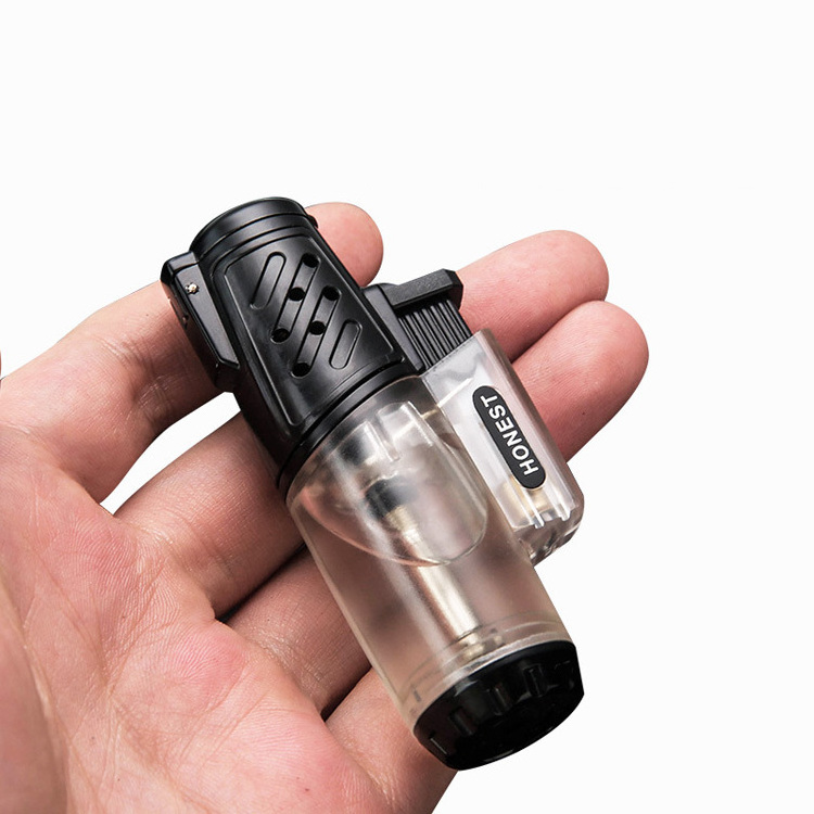 New portable metal gas lighter windproof visible clear gas capacity jet cigar lighters