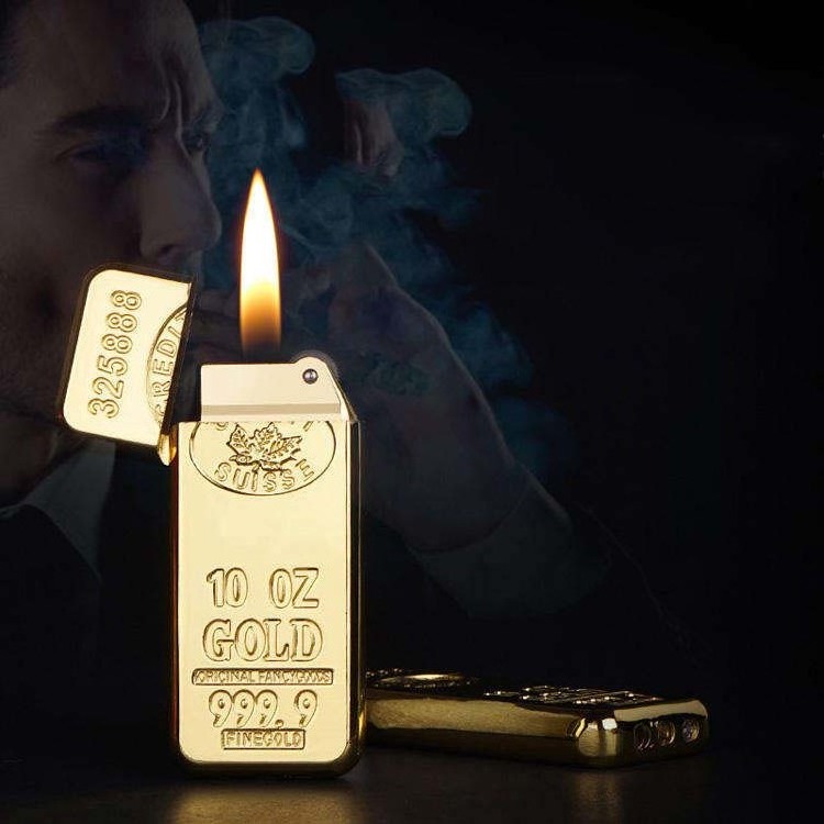 Top Sale Gold Bar Lighter Portable and Creative Flint Lighter with Butane Customizable Logo for Cigarette Use