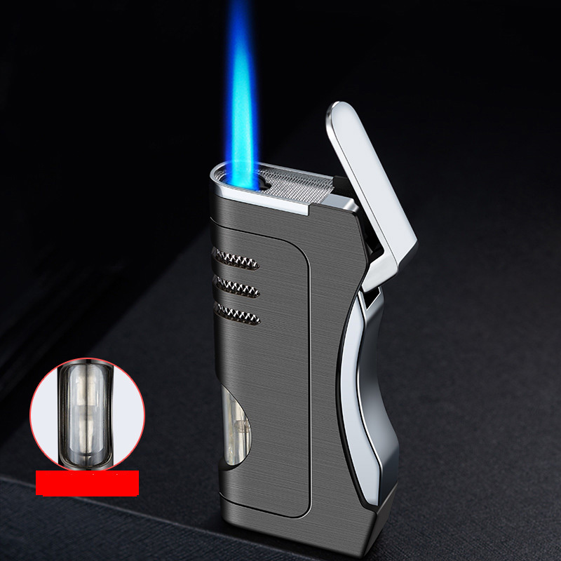 Wholesale one key press direct blue fireworks machine visible window metal lighter