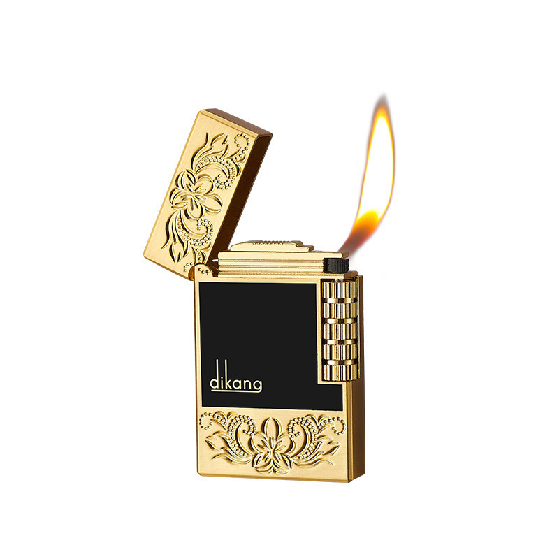 Creative metal lighter inflatable windproof side pulley pure copper open flame lighter