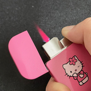 AIRO Creative Pink Hello Kitty Lighter Windproof Pink Flame Cute Lighter for Girls Gift