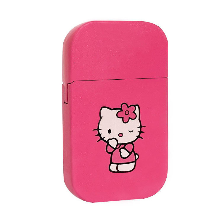 AIRO Creative Pink Hello Kitty Lighter Windproof Pink Flame Cute Lighter for Girls Gift