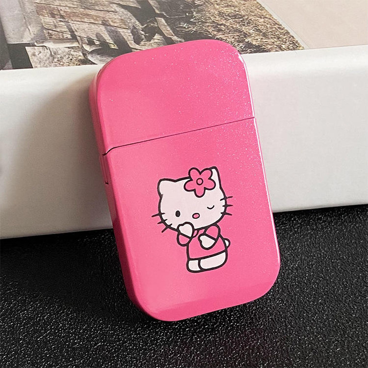 AIRO Creative Pink Hello Kitty Lighter Windproof Pink Flame Cute Lighter for Girls Gift