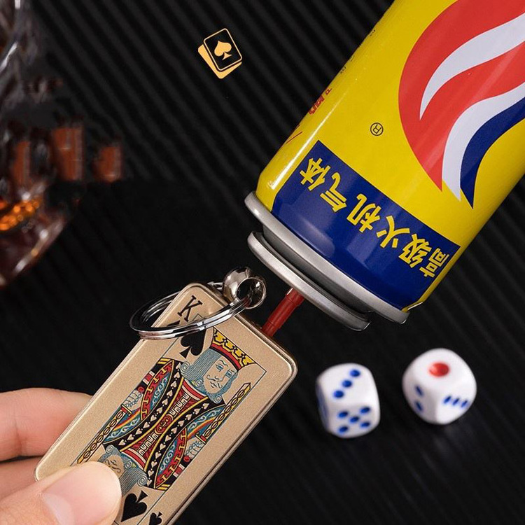 Creative Poker Lighter Zinc Alloy Keychain Portable Strong Windproof Red Flame Metal Torch Lighter