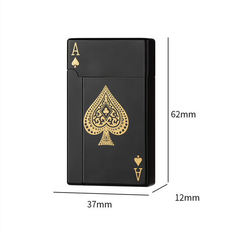 New Green Flame Ace Card Lighter Refillable Butane Lighter Ace of Spades Cool Lighter Windproof Poker Design