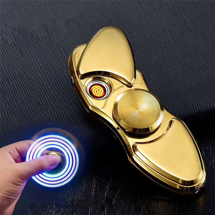 2022 New metal windproof portable cigarette lighter creative Fidget top with light gift box lighter arc