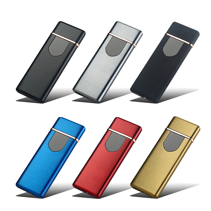 2023 New Small Size Heat Coil Slim Lighter Zinc Alloy Fingerprint Encendedor Electrico USB lighter