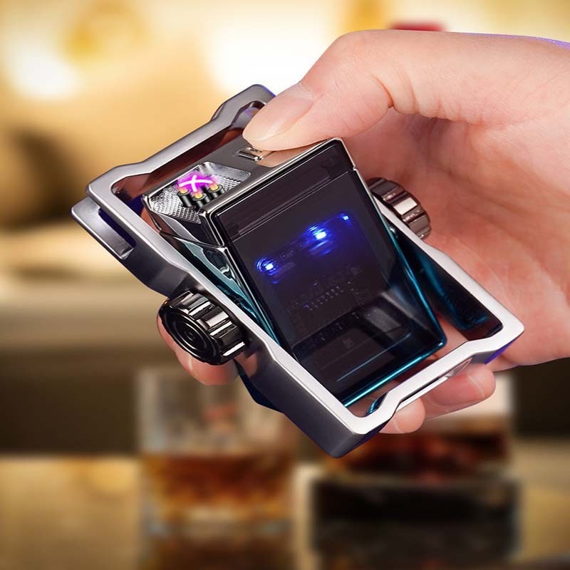 Pressure-relief Double Arc Gyro Pulse Plasma Lighter Windproof USB Cigarette Lighters NEW Smoking Accessories