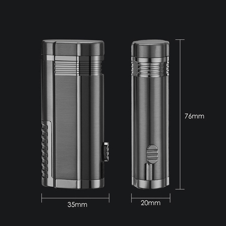 New Cigar Cigarette lighter Strong windproof three fires torch lighter with cigar cutter lighter