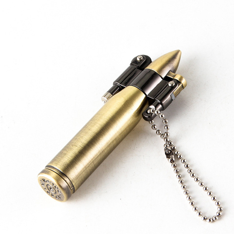 Custom metal Cigarette lighter oil refillable golden classic reusable Bullet Kerosene portable RETRO cigar lighters