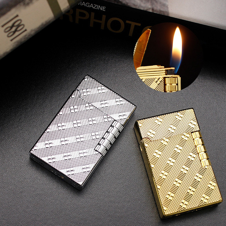 2023 High Quality oblique square lattice bright side grinding wheel metal fire cigarette lighter