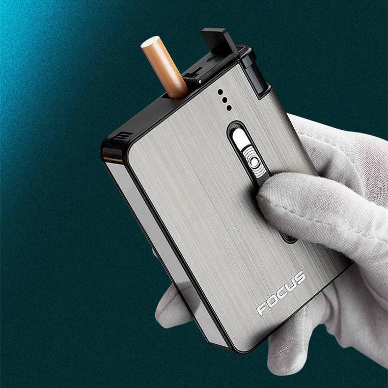 Aluminum alloy men's 10-piece open flame lighter pressure proof metal cigarette case