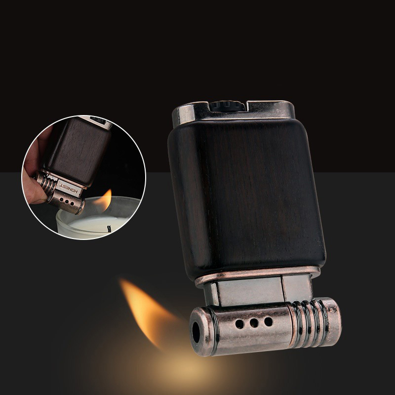 HONEST Sandalwood Gas Lighter Open Flame Metal Pipe Lighter