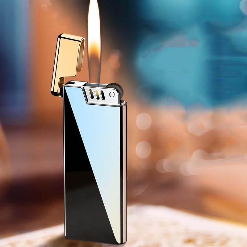 Ultra-thin grinding wheel inflatable open flame lighter laser customized small gift wholesale lighter