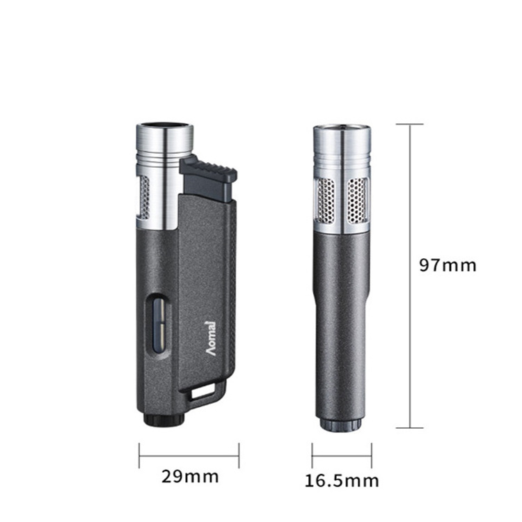 Creative Transparent Viewable Window Windproof Metal Lighter Small Portable Jet Blue Flame Lighter Welding Torch Lighter