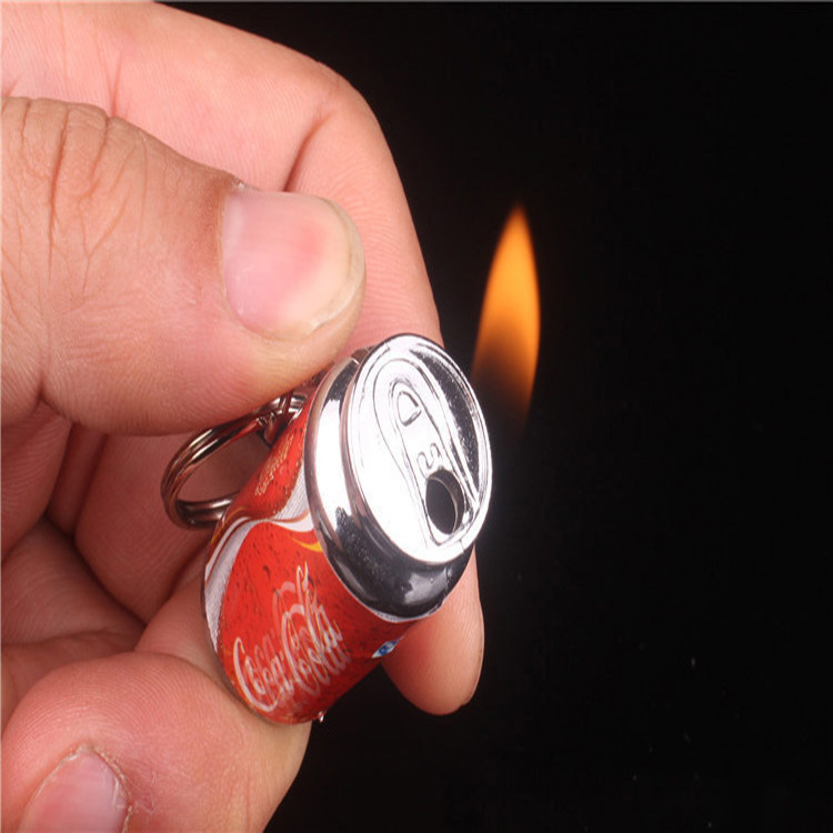 Creative Lighter Mini Cans Hanging Cigarette Lighter Keychain Refillable Gas Lighter