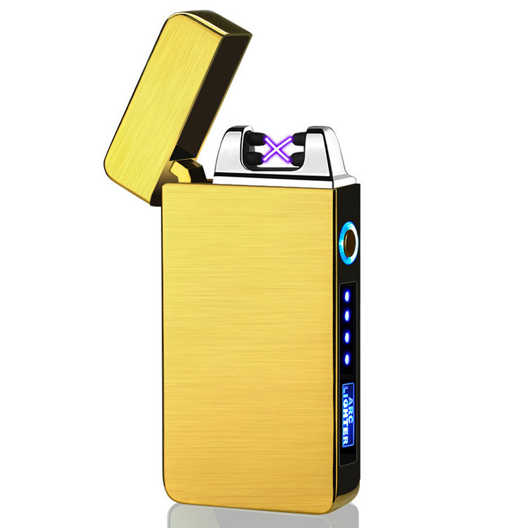 AIRO new Customize Logo Boyfriend Gift Double Arc Windproof Cigarette Lighter Portable Electricity Display Usb Charging Lighter