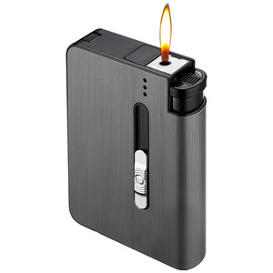 Aluminum alloy men's 10-piece open flame lighter pressure proof metal cigarette case