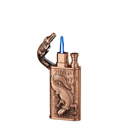 New Croc Tongue Armour GAS Torch Double Flame Refillable Lighters Cigarette Jet Flame With Support Custom Lighters Logo