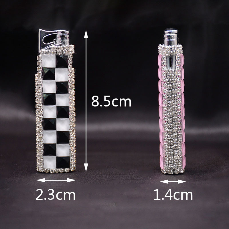 New diamond inflatable lighter Adjustable Blue Flame Butane gas Cigarette lighter for Women