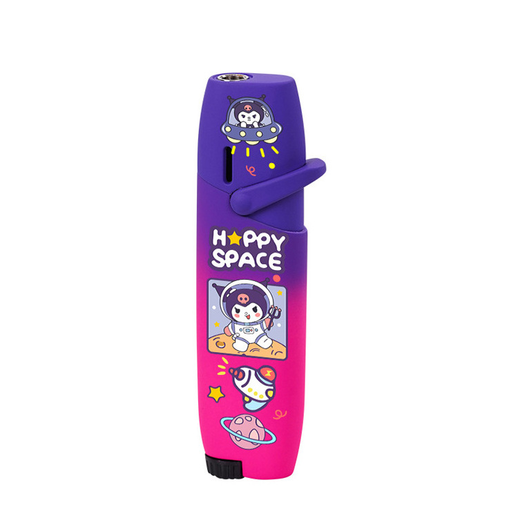 Creative Long strip inflatable lighter windproof pink flame cute kuromi hello kitty lighter