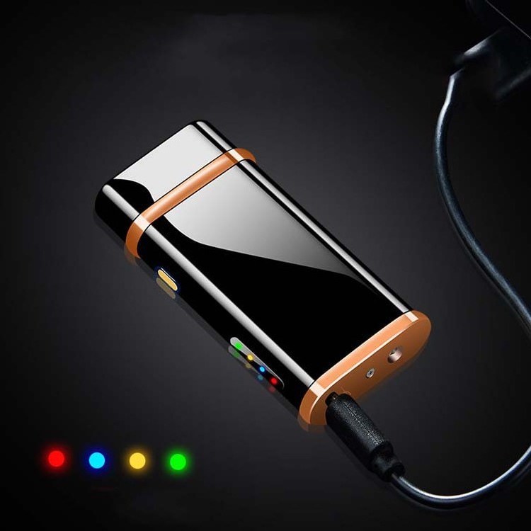 New Windproof USB Electric Plasma Rechargeable Double ARC Pulse USB Lighter For Cigarette Candle With LED Power