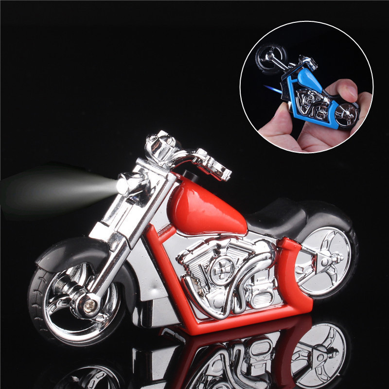 Creative Motorcycle Gas Lighter With light Portable Inflatable Fashion Butane Gas Lighter