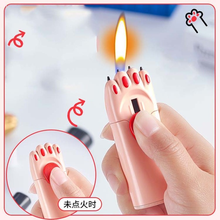 Cute Cat Claw Lighter Butane Gas Open Flame Cigarette Lighter Best Gift