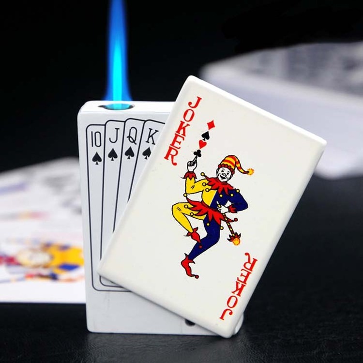 AIRO Creative Metal playing card lighter inflatable windproof lighter Joker lighter for cigarette