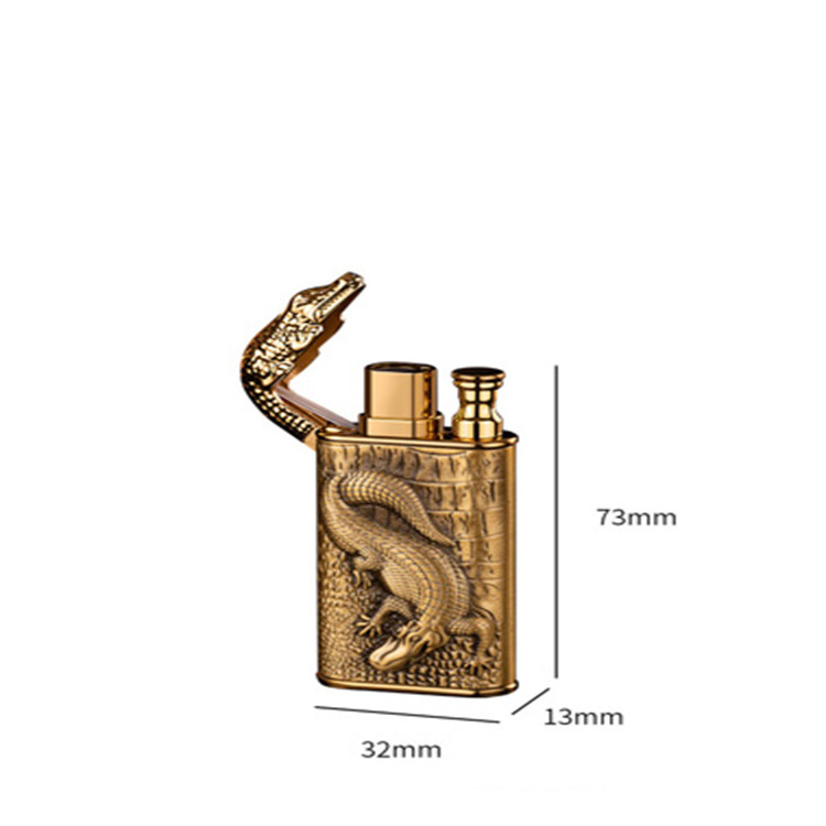 New Croc Tongue Armour GAS Torch Double Flame Refillable Lighters Cigarette Jet Flame With Support Custom Lighters Logo