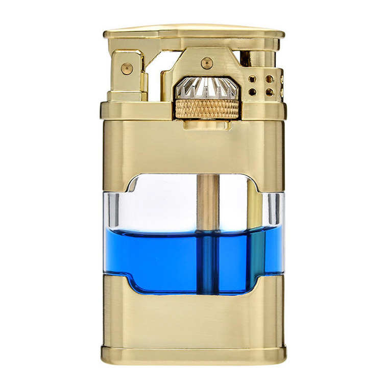 2023 Hot Selling Windproof Metal Kerosene Lighter Transparent Oil Tank Retro Grinding wheel cigarette Lighters