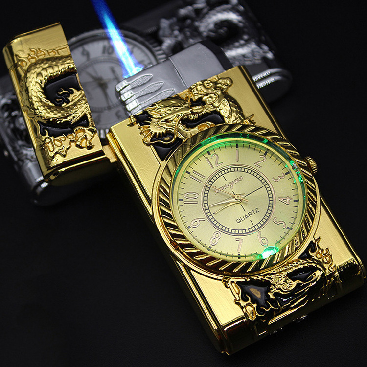 Creative metal windproof inflatable lighter with lights directly into the windproof creative holiday gift metal lights