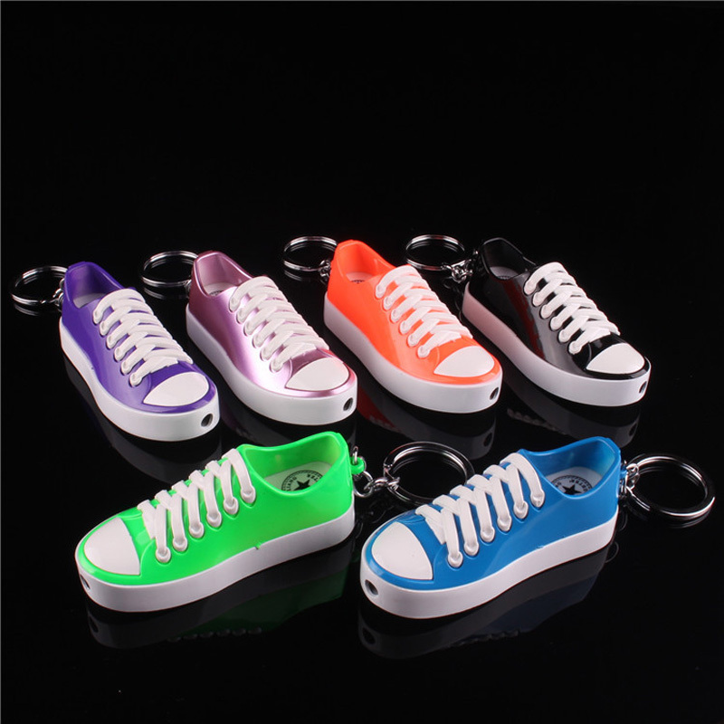 Creative canvas shoes lighter open fire lighter with key chain inflatable plastic lighter