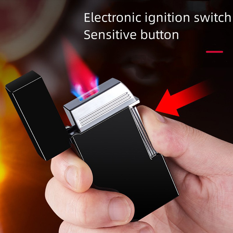 Creative Windproof Flat Mouth Flame Inflatable Lighter Transparent Visible Gas Lighter