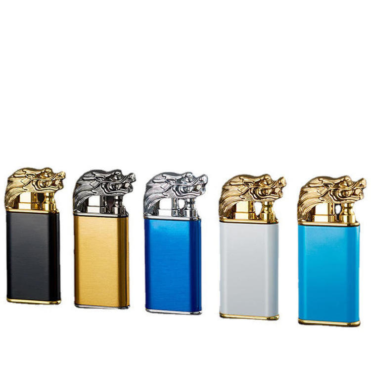 AIRO 2023 New hot selling Dragon head Double Fire Lighter custom logo cigarette lighter Gas lighter