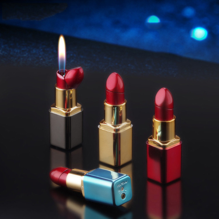 Creative Lipstick Shape Cigarette Lighter Refill Butane Gas Soft Flame Lighter