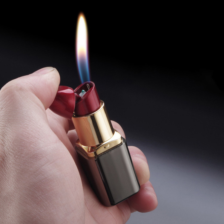 Creative Lipstick Shape Cigarette Lighter Refill Butane Gas Soft Flame Lighter