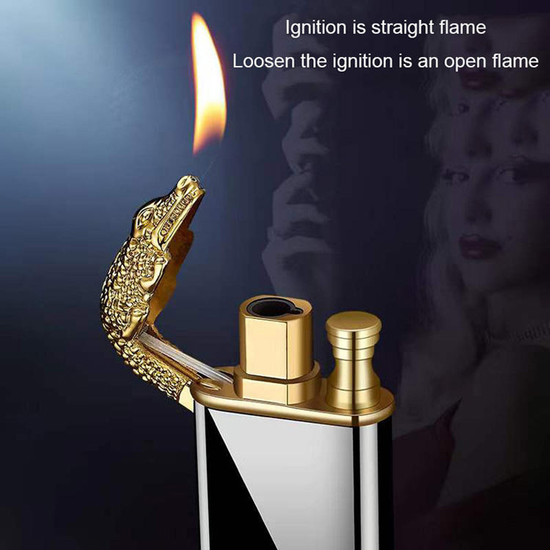 AIRO 2023 Creativity Dragon with Crocodile with dolphin Double Flame Lighter Dragon Flame Lighter Dragon Lighters