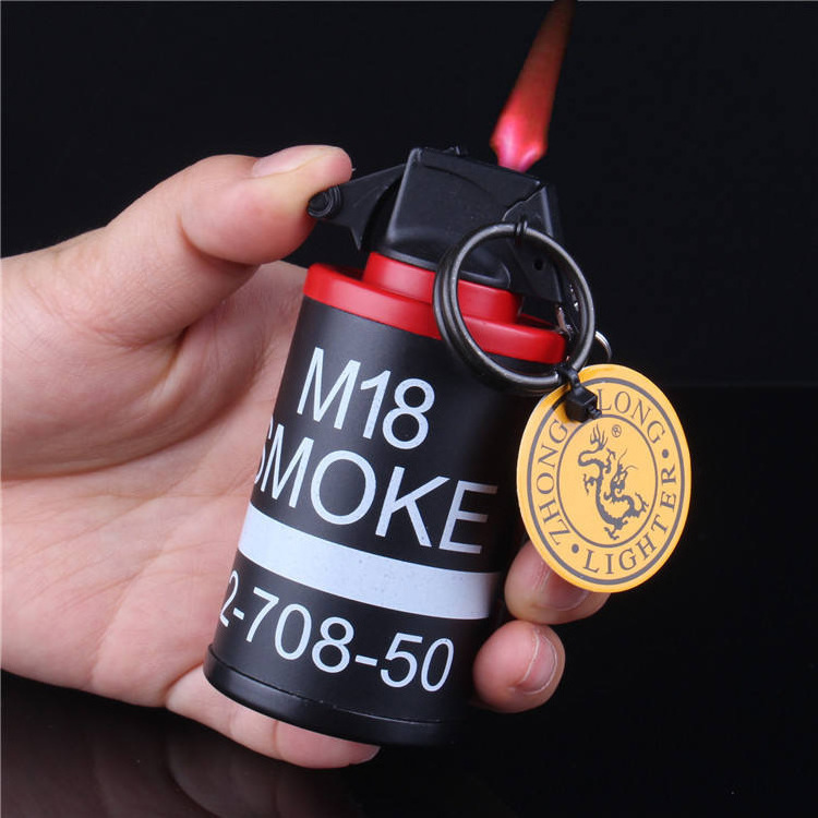 Novelty Metal Smoke Hand Grenades Shaped Igniter customize logo lighters butane lighter gas refill valve grenade lighter