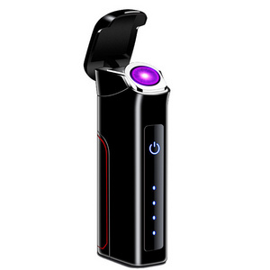 New windproof electric rechargeable arc lighter with LED battery display for lighting cigarettes and cigars