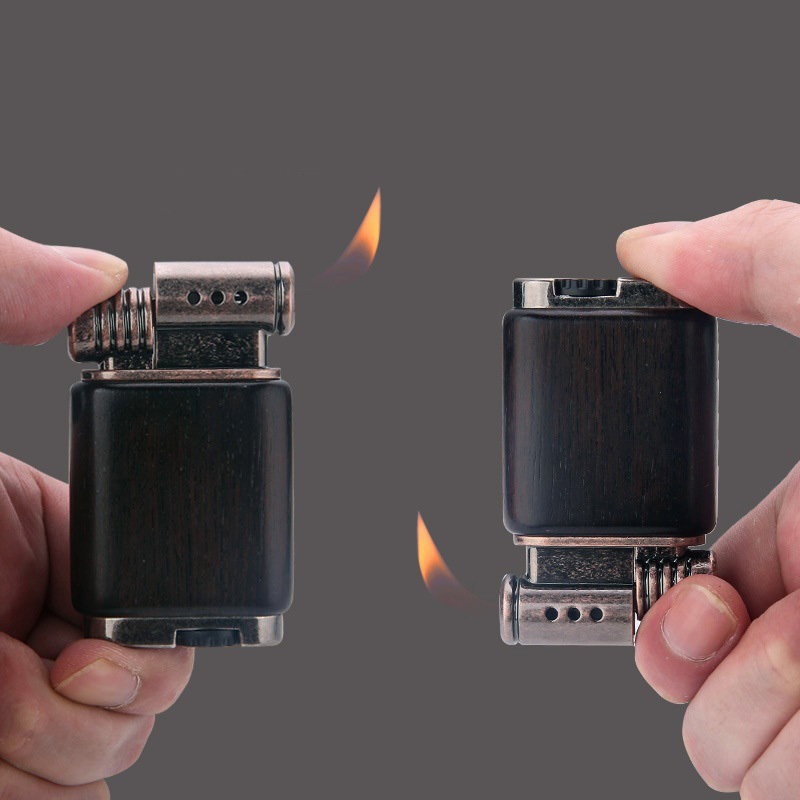 HONEST Sandalwood Gas Lighter Open Flame Metal Pipe Lighter