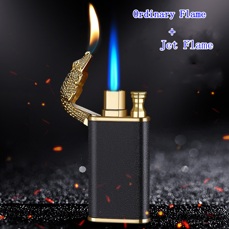 AIRO New Frosted Crocodile Model Butane Lighter Double Flame Cigarette Lighter Custom Logo