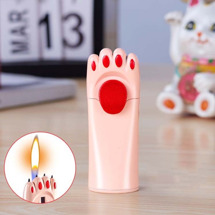 Cute Cat Claw Lighter Butane Gas Open Flame Cigarette Lighter Best Gift