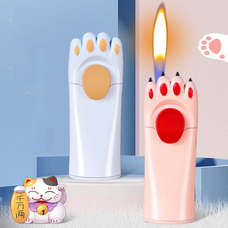 Cute Cat Claw Lighter Butane Gas Open Flame Cigarette Lighter Best Gift