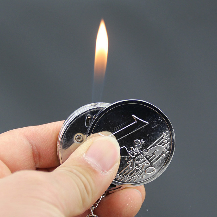 2023 Mini Coin Fashion Novelty Lighters & Smoking Accessories Metal Fire Keychain Gas Classic Lighter