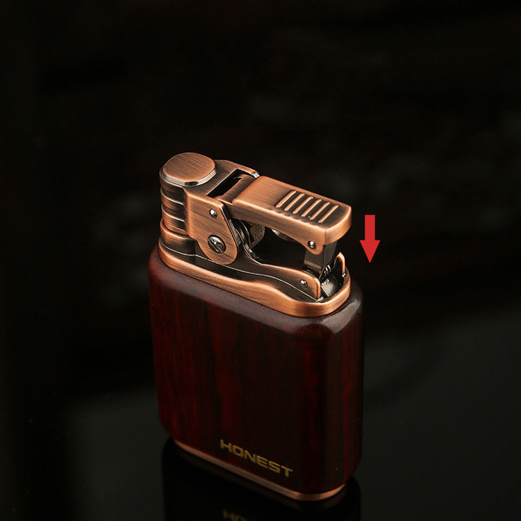 Honest Kerosene Lighter Wooden Shell Oil Refillable Automatic Ignition Classic Cigar Lighters