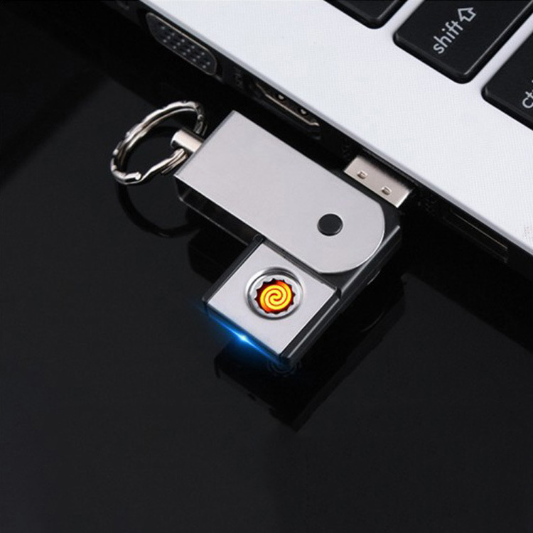 Ultra thin USB tungsten cigarette lighter Key chain Battery-free USB rechargeable lighter