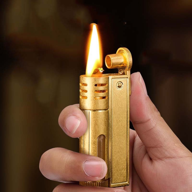 New Vintage oil lighter one key ignition transparent gas box cigarette kerosene lighter