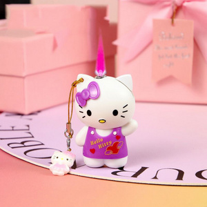 New 3D hello kitty mold lighter Cartoon keychain lighter Red Flame Gas Windproof Cigarette lighter