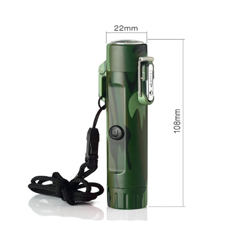 New Double arc with compass usb lighter for distress signal outdoor flashlight lighter